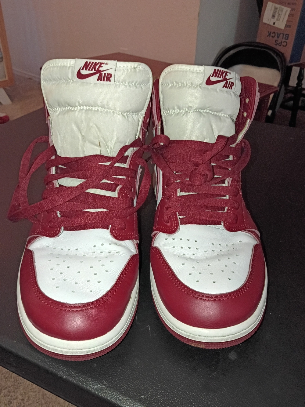Nike Men's Burgundy and White High-Top Sneakers